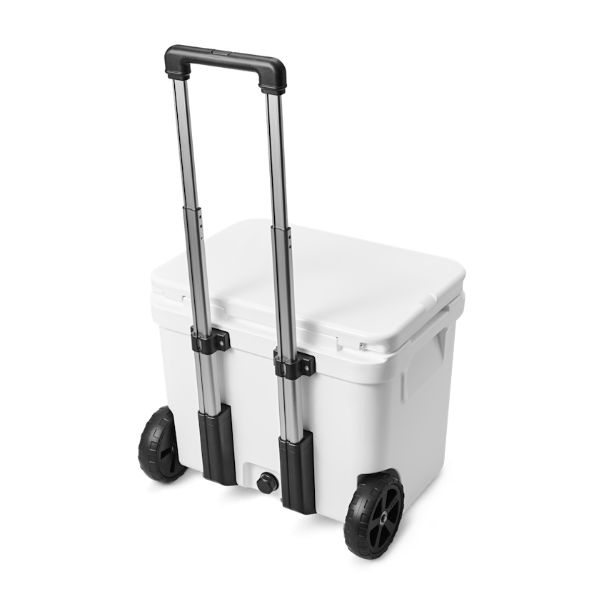 YETI Roadie® 60 Wheeled Cooler W site studio Hard Coolers Roadie 60 White 3qtr Back Handle Up 7769 Primary B 2400x2400 yeticoolershop.com