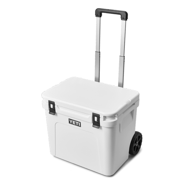YETI Roadie® 60 Wheeled Cooler W site studio Hard Coolers Roadie 60 White 3qtr Front Handle Up 7763 Primary B 2400x2400 yeticoolershop.com