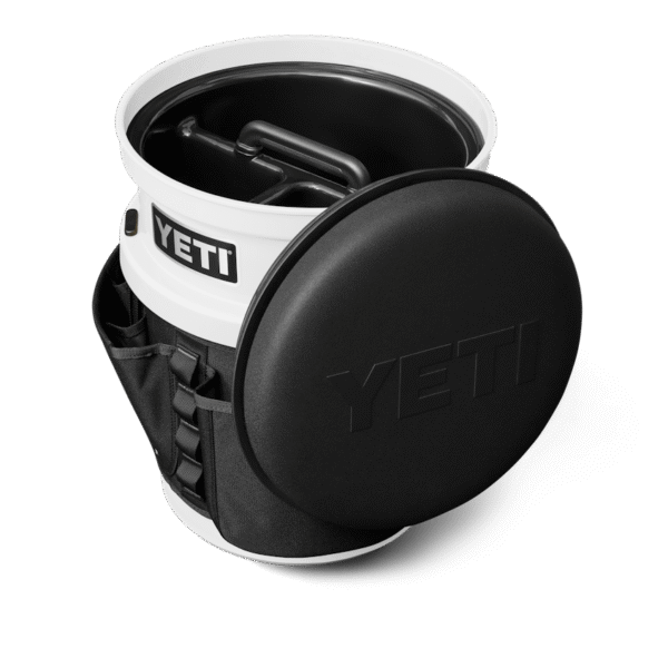 The Fully-Loaded Bucket With Black Swivel Seat W site studio hard goods Loadout Bucket Swivel Seat Black on White 3qter Loaded 10534 Primary B 2400x2400 YETI Cooler Shop